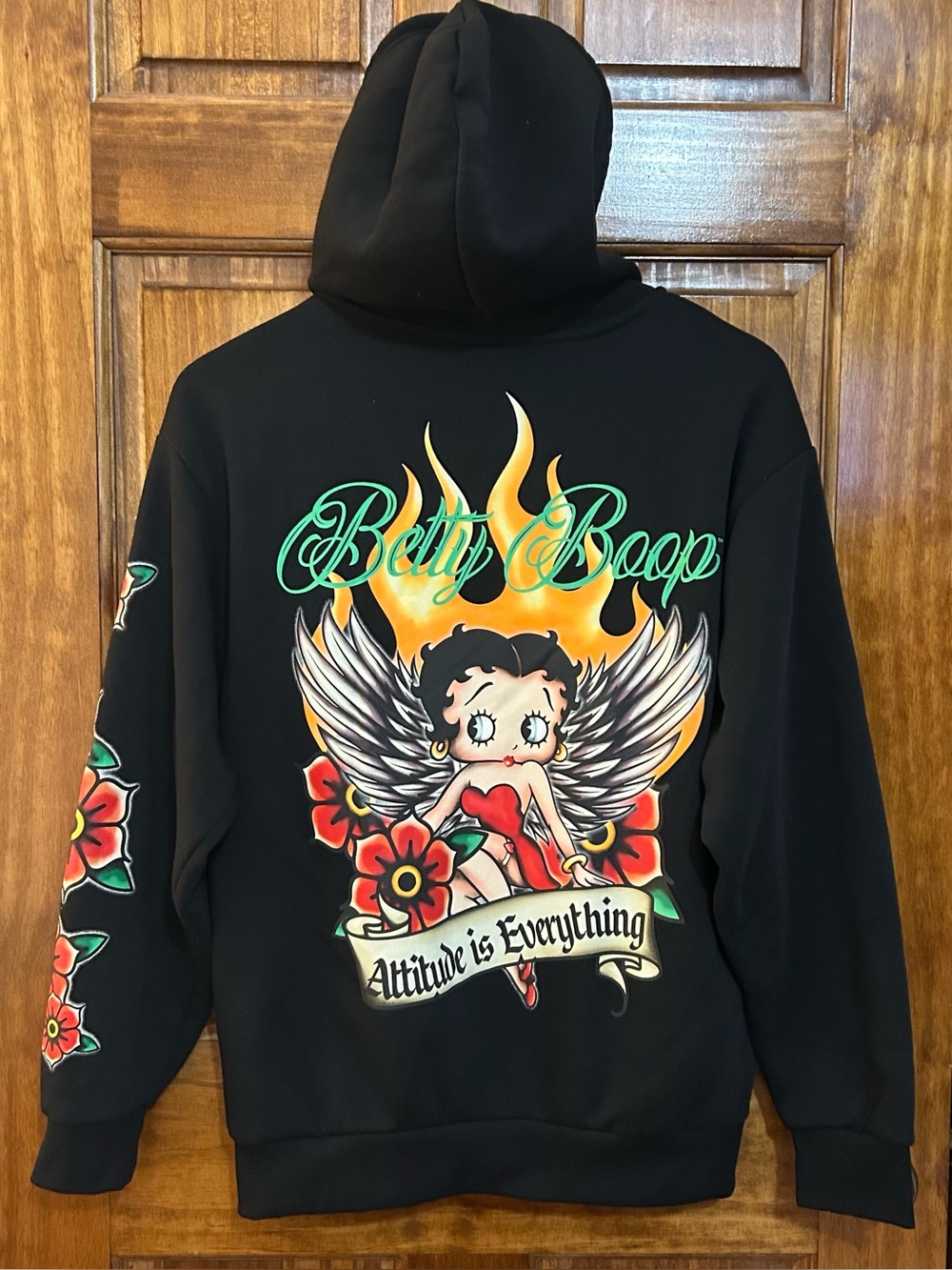 Betty Boop Flame Angel Hoodie Women’s M Full Zip Hooded Sweatshirt
